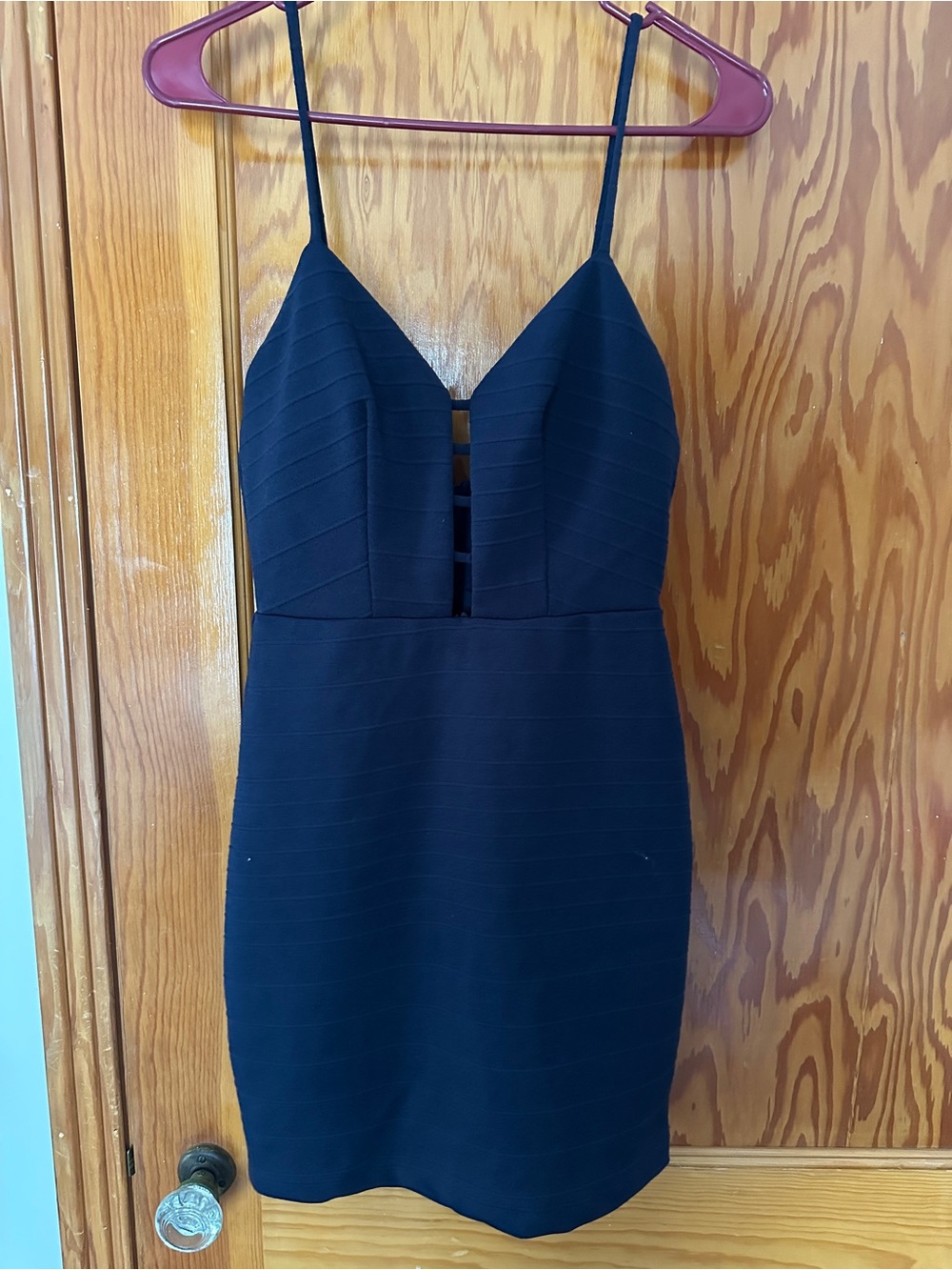 Teeze Me Navy Blue Spaghetti Strap Mini Dress